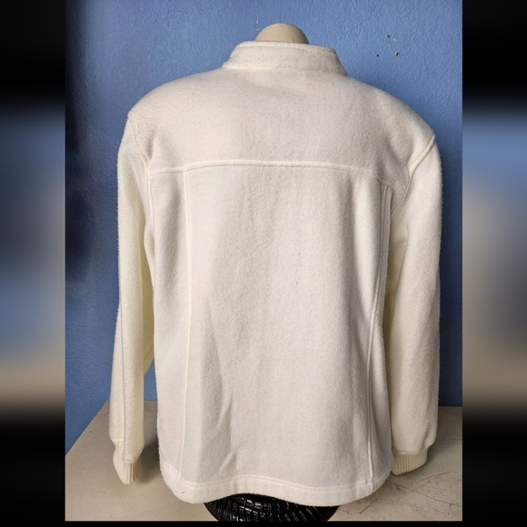Alfred Dunner Womens White Cream Soft Embroidered Fleece Zip Up Jacket Size M - Picture 7 of 9